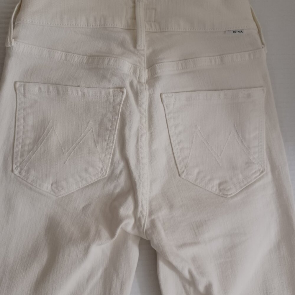 MOTHER THE MID RISE DAZZLER CROP FRAY JEANS CREAM PUFF - Picture 6 of 17